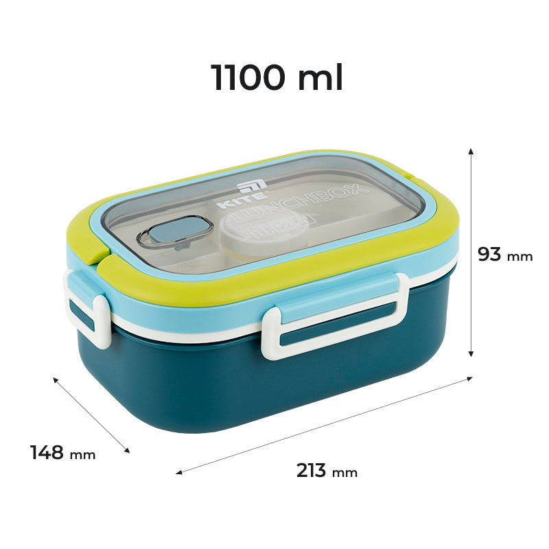 Lunchbox with divider Kite K25-1182-2, 1100 ml, blue