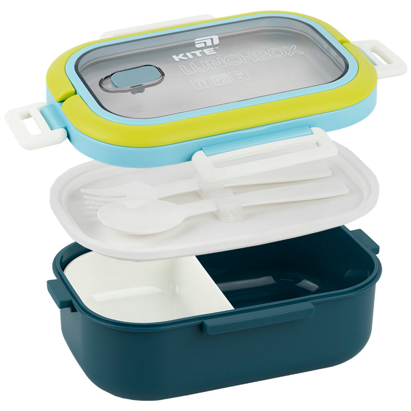Lunchbox with divider Kite K25-1182-2, 1100 ml, blue