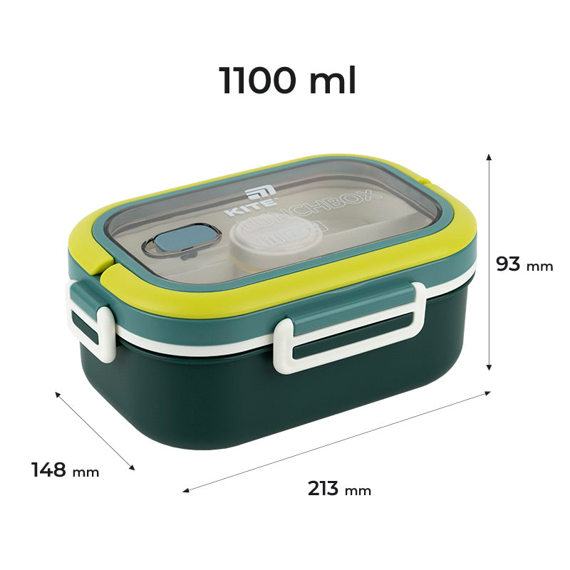 Lunchbox with divider Kite K25-1182-3, 1100 ml, green