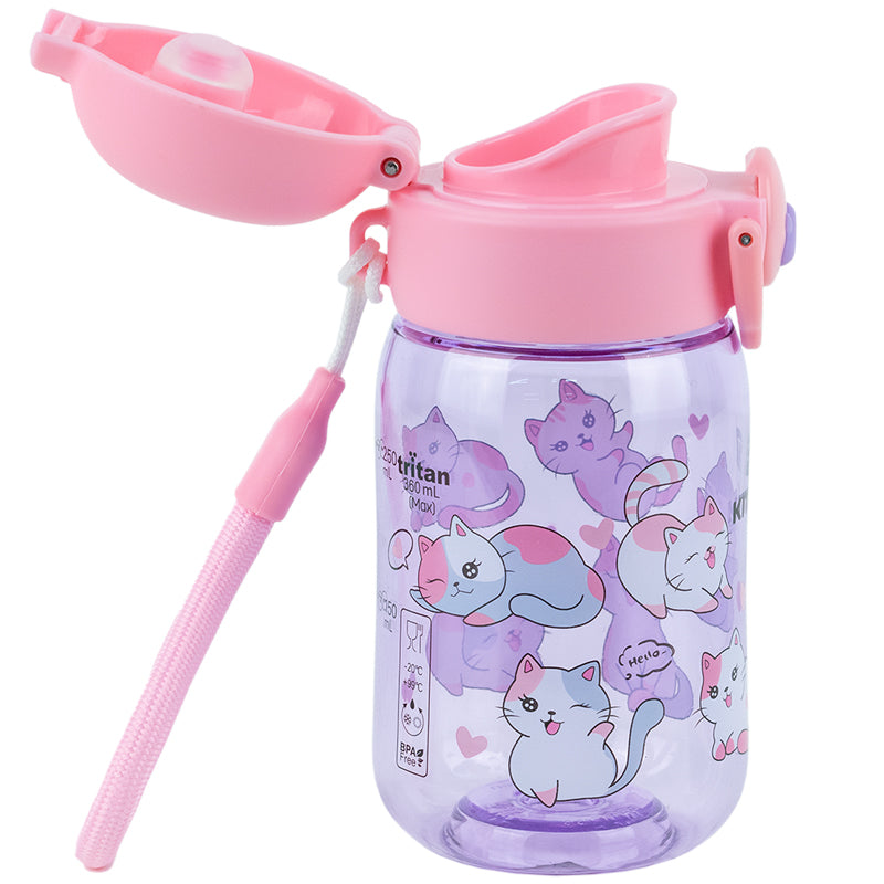 Пляшечка для води Kite K25-1235-1, Cats,  360 мл, фіолетова