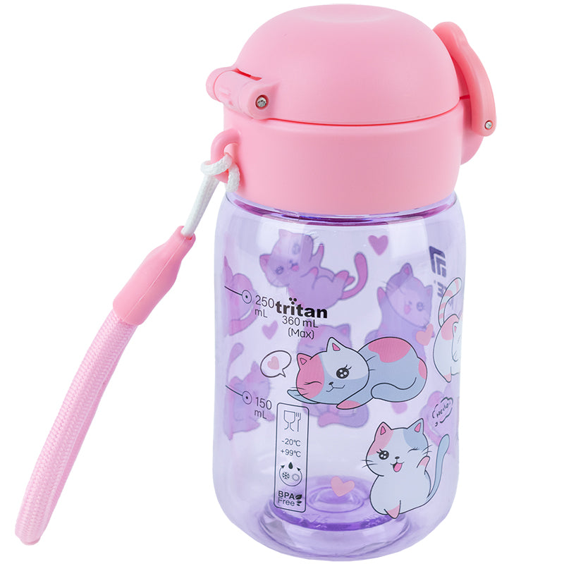 Пляшечка для води Kite K25-1235-1, Cats,  360 мл, фіолетова