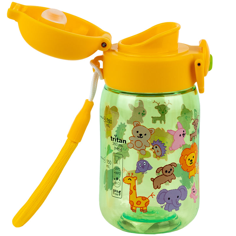 Water bottle Kite K25-1235-3, Zoo, 360 ml, green