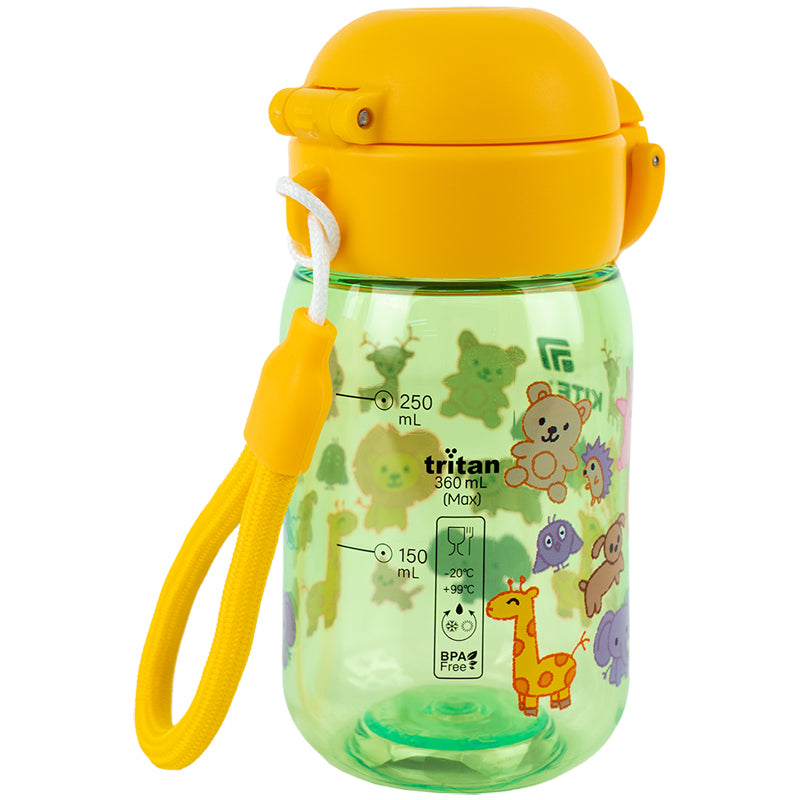Water bottle Kite K25-1235-3, Zoo, 360 ml, green