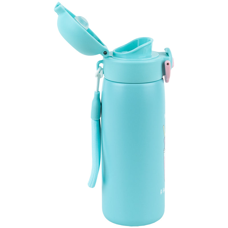 Thermos with button Kite K25-1221-1, Hug in mug, 430 ml, turquoise