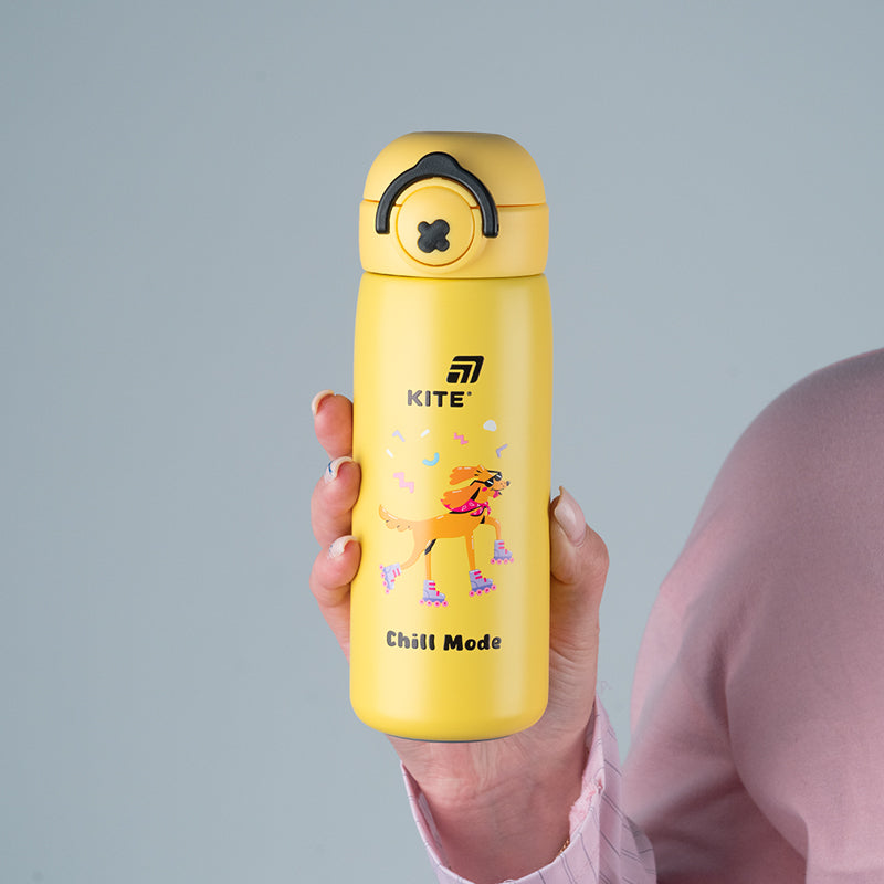 Thermos with button Kite K25-1221-2, Chil mode, 430 ml, yellow