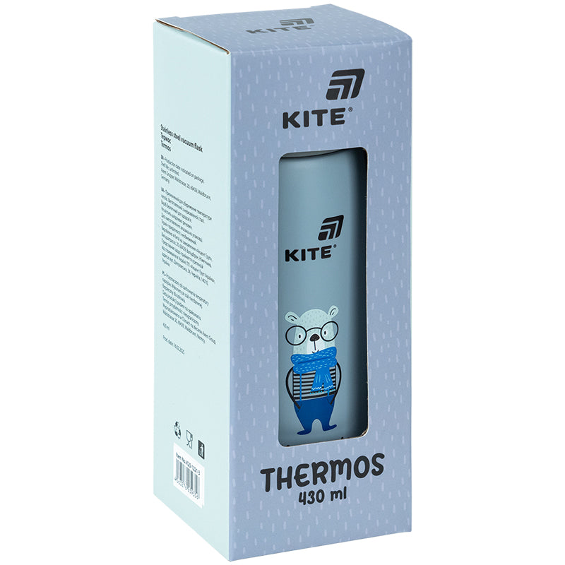 Thermos with button Kite K25-1221-3, Hot style, 430 ml, gray