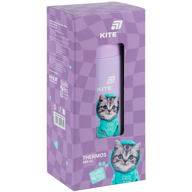 Thermos Kite Studio Pets SP25-312, 480 ml, purple