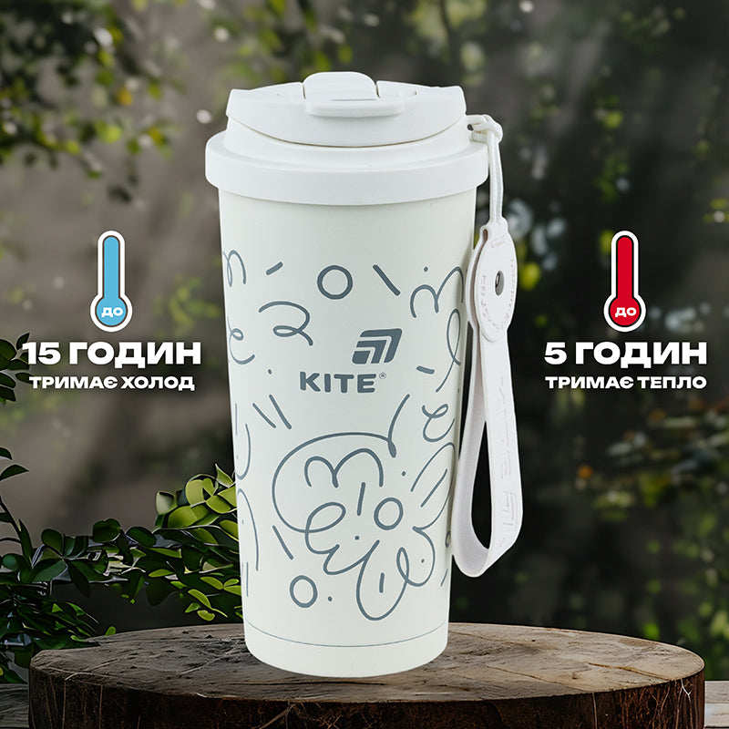 Термокружка Kite K25-1226-3, 550 мл, біла