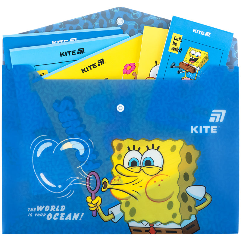 Folder with button Kite SpongeBob SquarePants SB25-244, A4