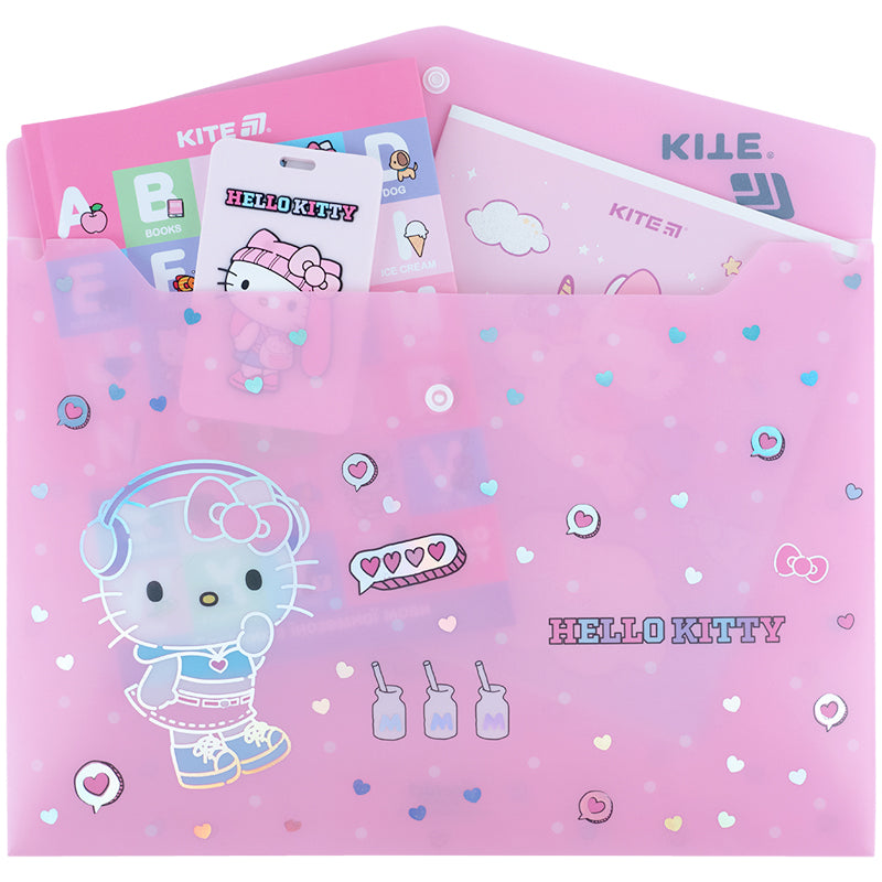 Folder with button Kite Hello Kitty HK25-244-4, А4