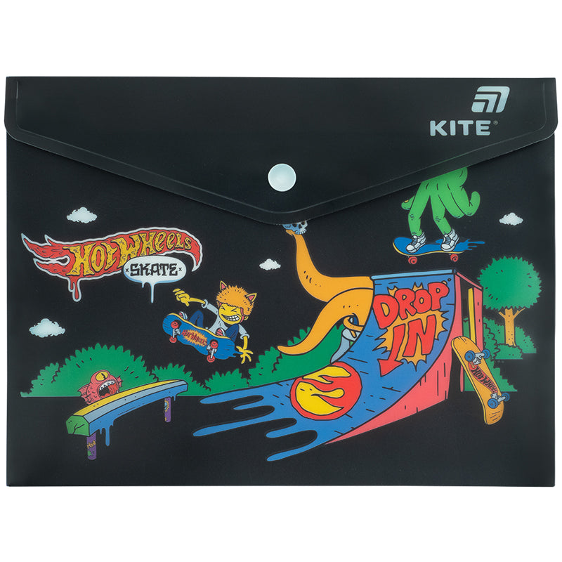 Folder with button Kite Hot Wheels HW25-245, A5