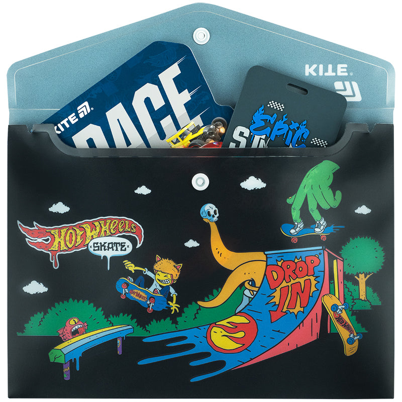 Folder with button Kite Hot Wheels HW25-245, A5