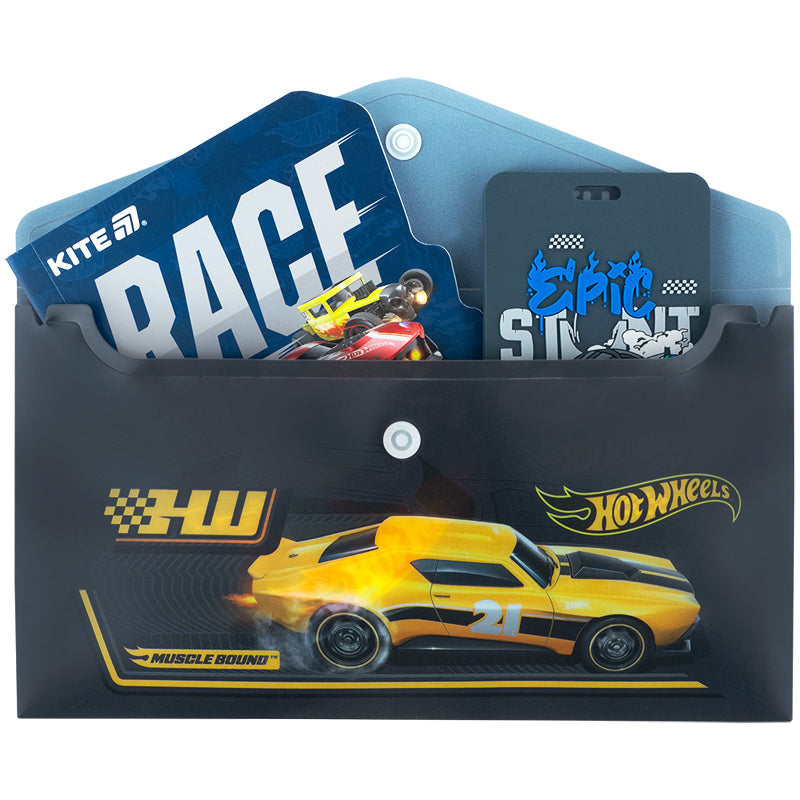 Folder with button Kite Hot Wheels HW25-246, DL