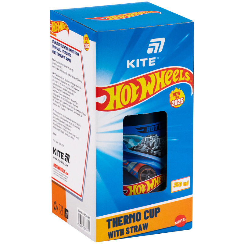 Thermomug with straw Kite Hot Wheels HW25-1263, 350 ml