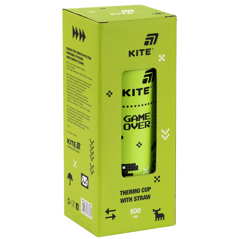 Thermomug with straw Kite Game over K25-1264-1, 500 ml
