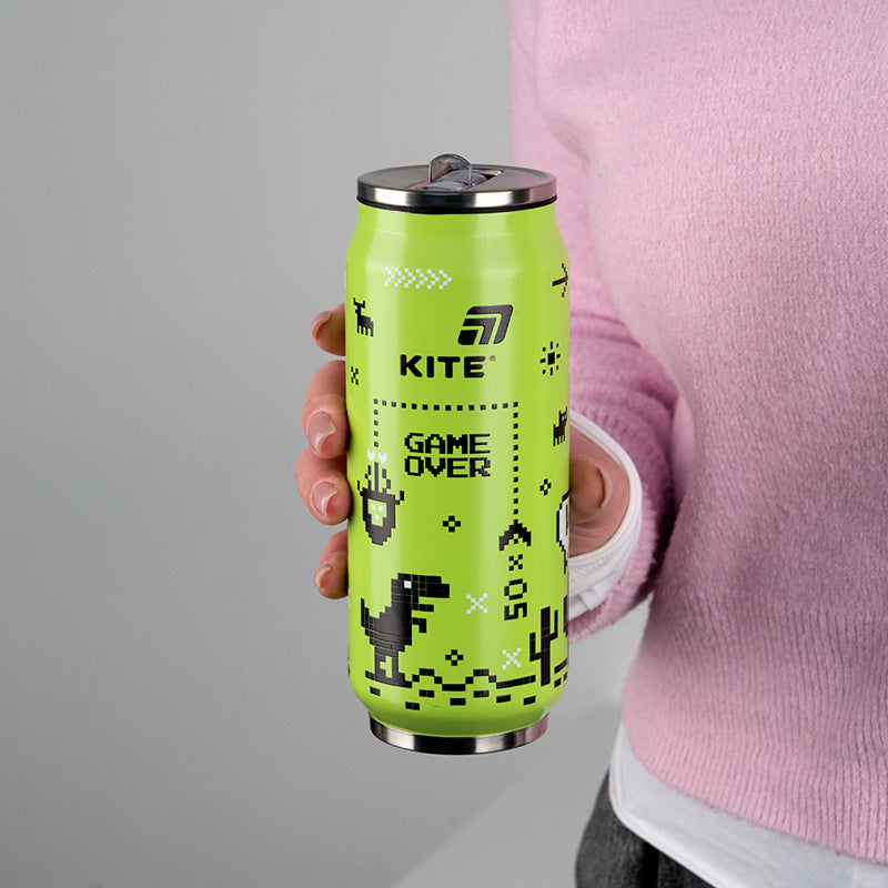 Thermomug with straw Kite Game over K25-1264-1, 500 ml