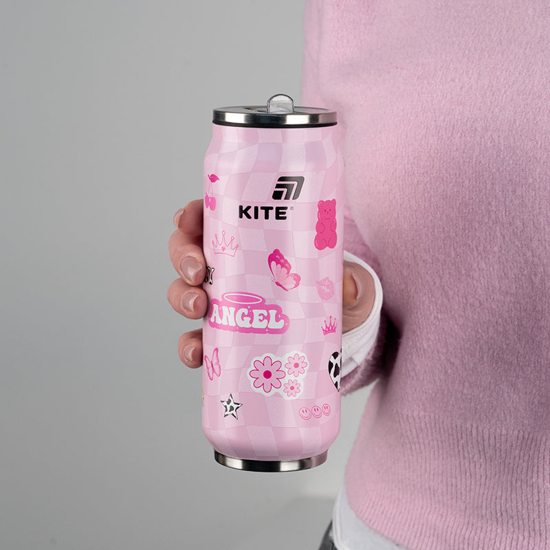 Thermomug with straw Kite Angel K25-1264-2, 500 ml