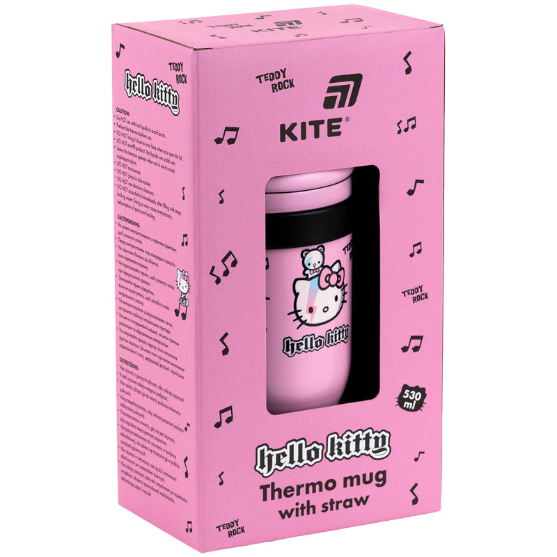 Thermomug with straw  Kite Hello Kitty HK25-1266, 530 ml