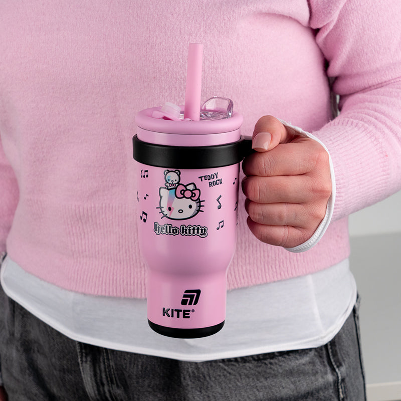 Thermomug with straw  Kite Hello Kitty HK25-1266, 530 ml