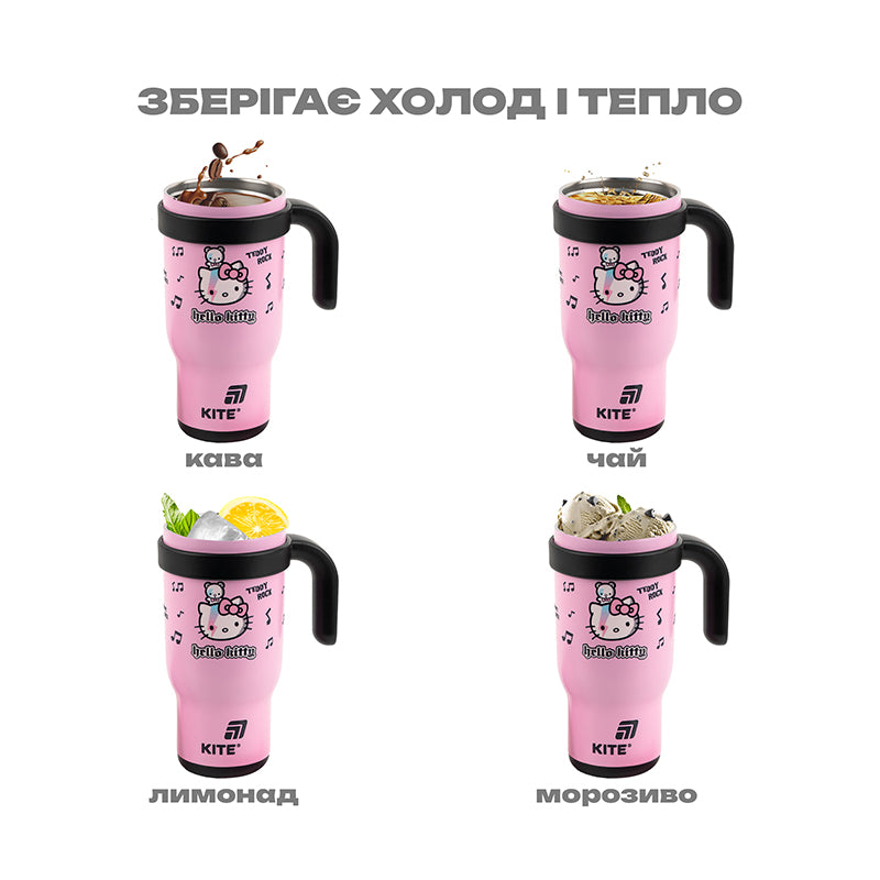Thermomug with straw  Kite Hello Kitty HK25-1266, 530 ml