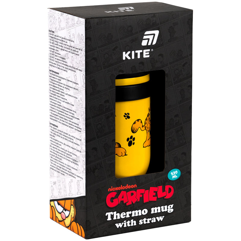 Thermomug with straw Kite Garfield  GF25-1266, 530 ml