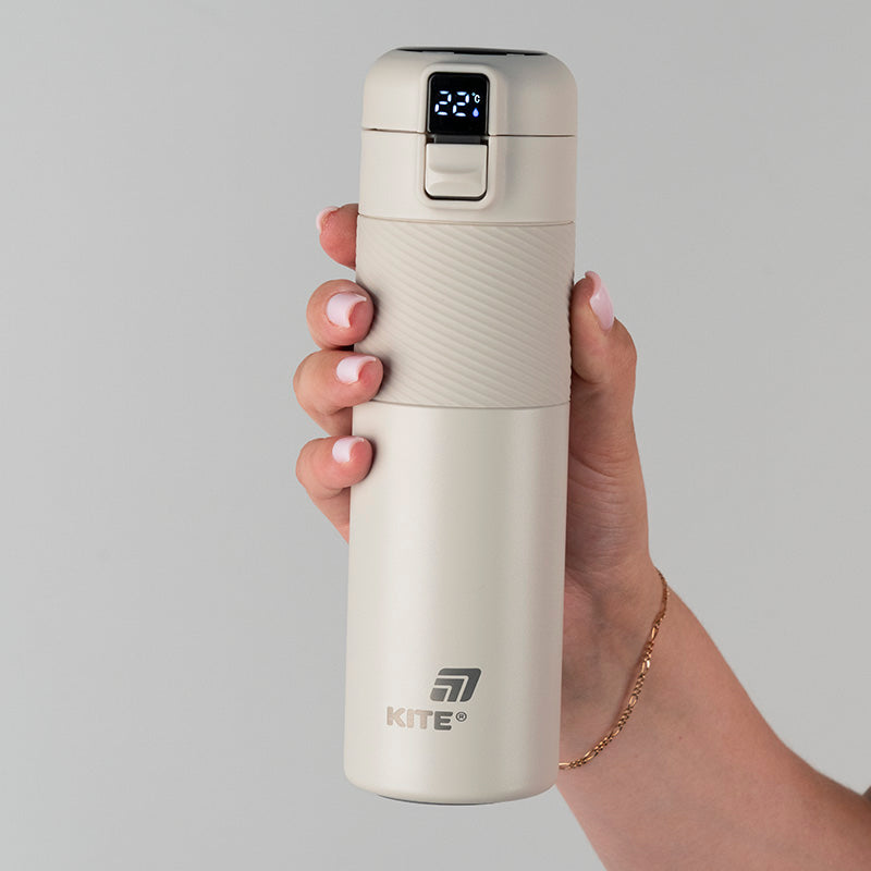 Thermos with temperature sensor Kite K25-1227-1, 450 ml, beige