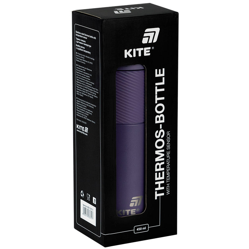 Thermos with temperature sensor Kite K25-1227-3, 450 ml, purple