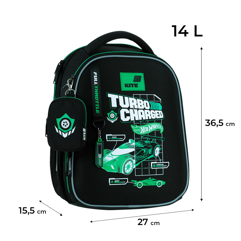 School backpack hard shaped Kite Education Hot Wheels HW26-555S