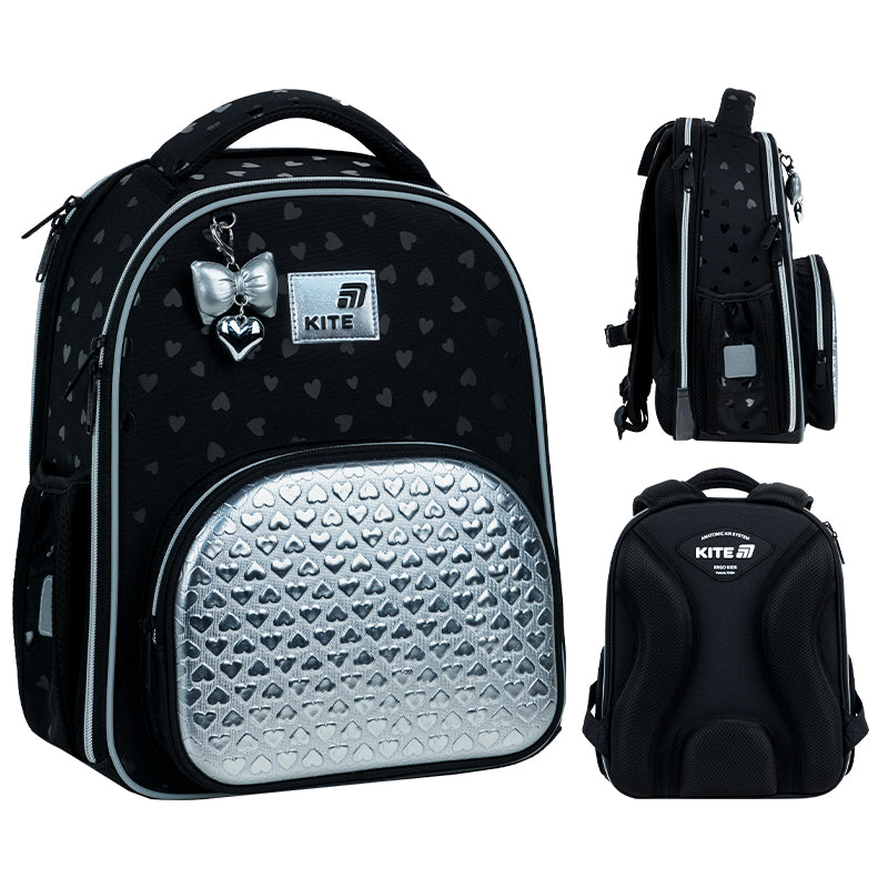 School backpack hard shaped Kite Education Black&Silver K26-556M-2