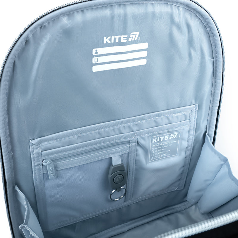 School backpack hard shaped Kite Education Black&Silver K26-556M-2