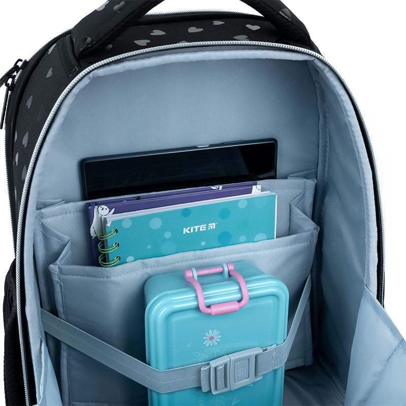 School backpack hard shaped Kite Education Black&Silver K26-556M-2