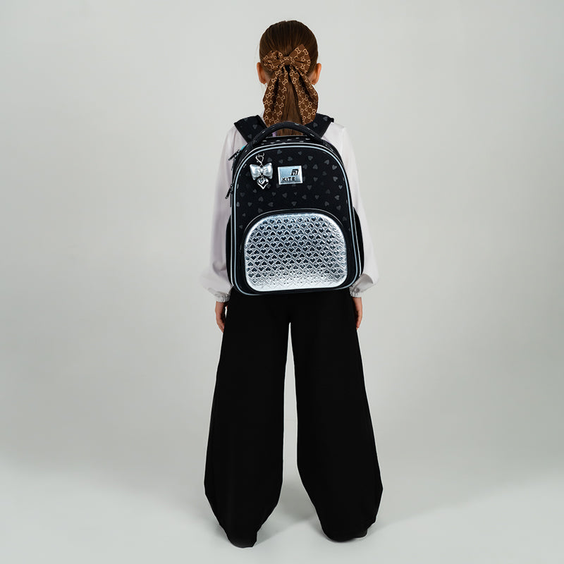 School backpack hard shaped Kite Education Black&Silver K26-556M-2