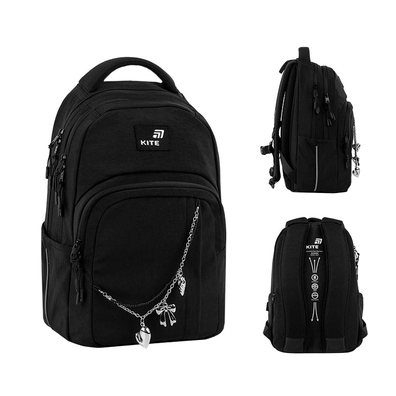 Backpack Kite Education teens Black&Charm K26-2578M-1