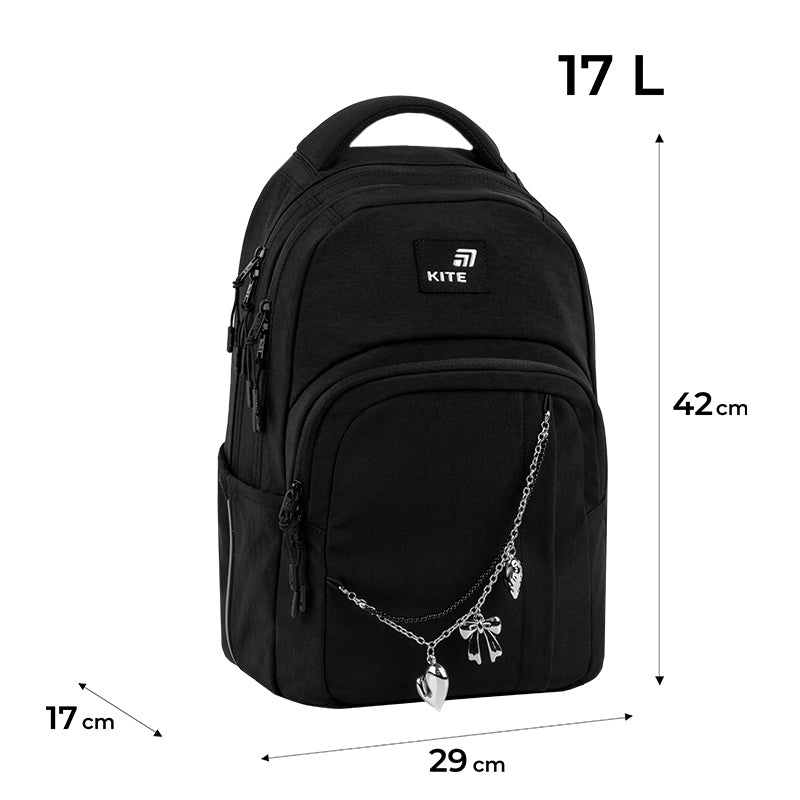 Backpack Kite Education teens Black&Charm K26-2578M-1