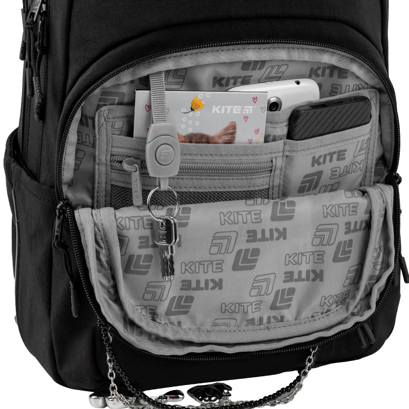 Backpack Kite Education teens Black&Charm K26-2578M-1