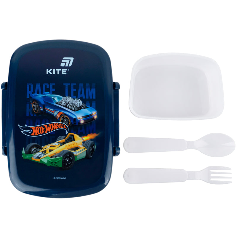 Lunchbox with fork and spoon Kite Hot Wheels,  HW26-163, 750 ml