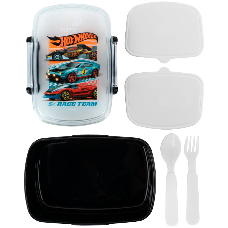 Lunchbox with 2 bowls, fork and spoon  Kite Hot Wheels,  HW26-181, 750ml