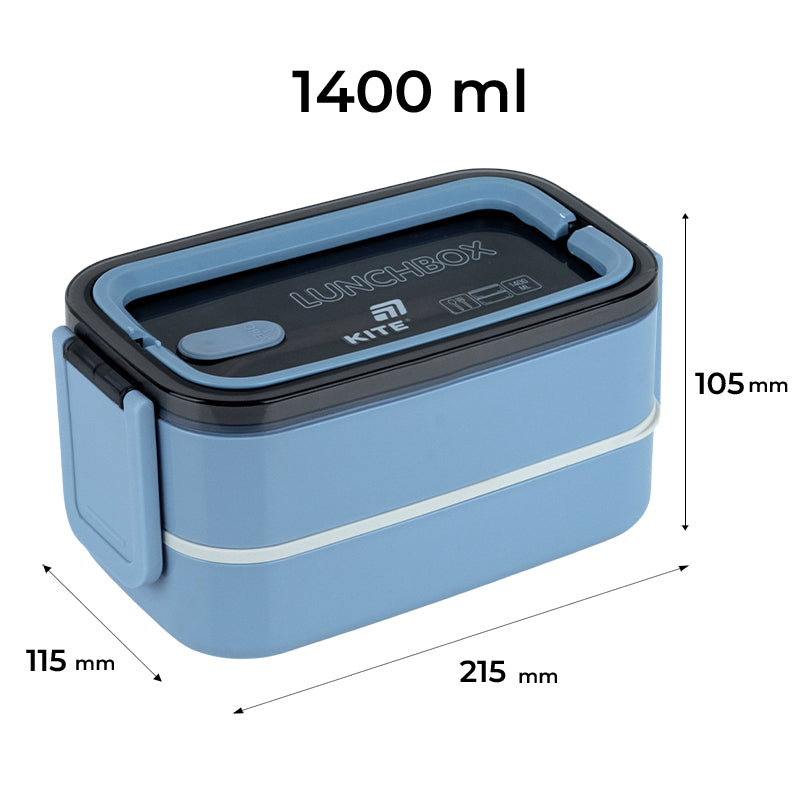 Lunchbox double layer Kite, K26-183-3, 1400 ml, blue
