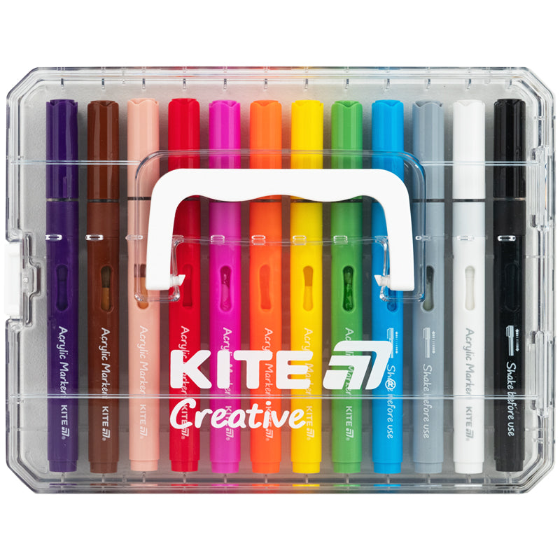 Acrylic markers with liquid ink Kite Creative K-1161, 12 colors