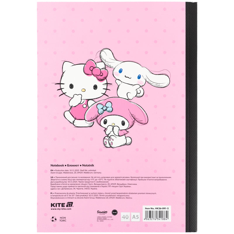 Notebook Kite Hello Kitty HK26-091-2, А5, 40 sheets, grid