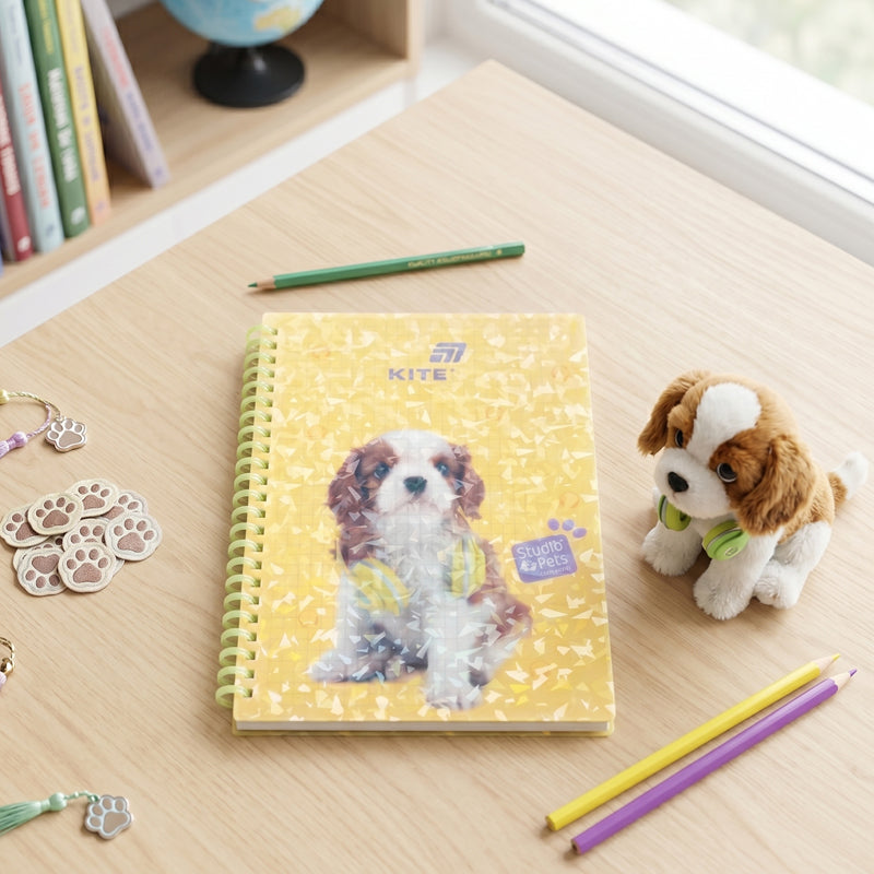 Spiral notebook Studio Pets SP26-277, А5, 80 sheets, grid, plastic cover