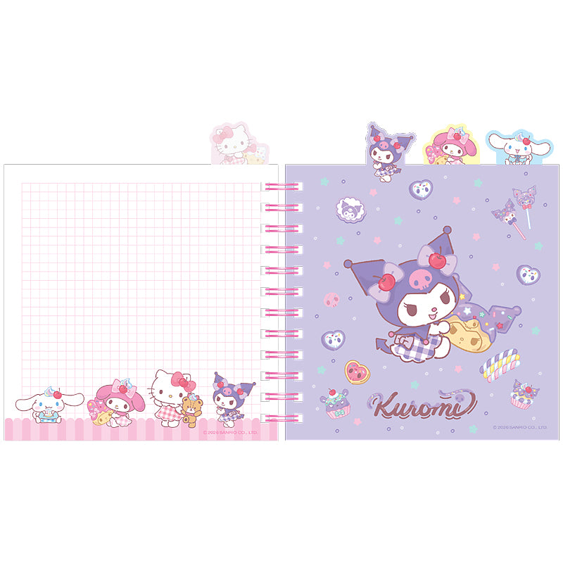 Блокнот з розділювачами на спіралі Hello Kitty HK26-278, 80 аркушів, клітинка, пластикова обкладинка