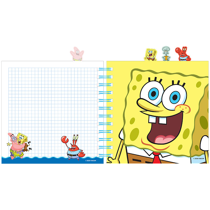 Блокнот з розділювачами на спіралі Sponge Bob SB26-278, 80 аркушів, клітинка, пластикова обкладинка