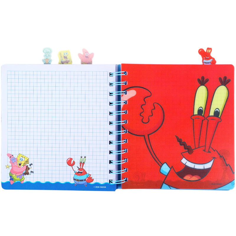 Spiral notebook with dividers Sponge Bob SB26-278, 80 sheets, grid, plastic cover