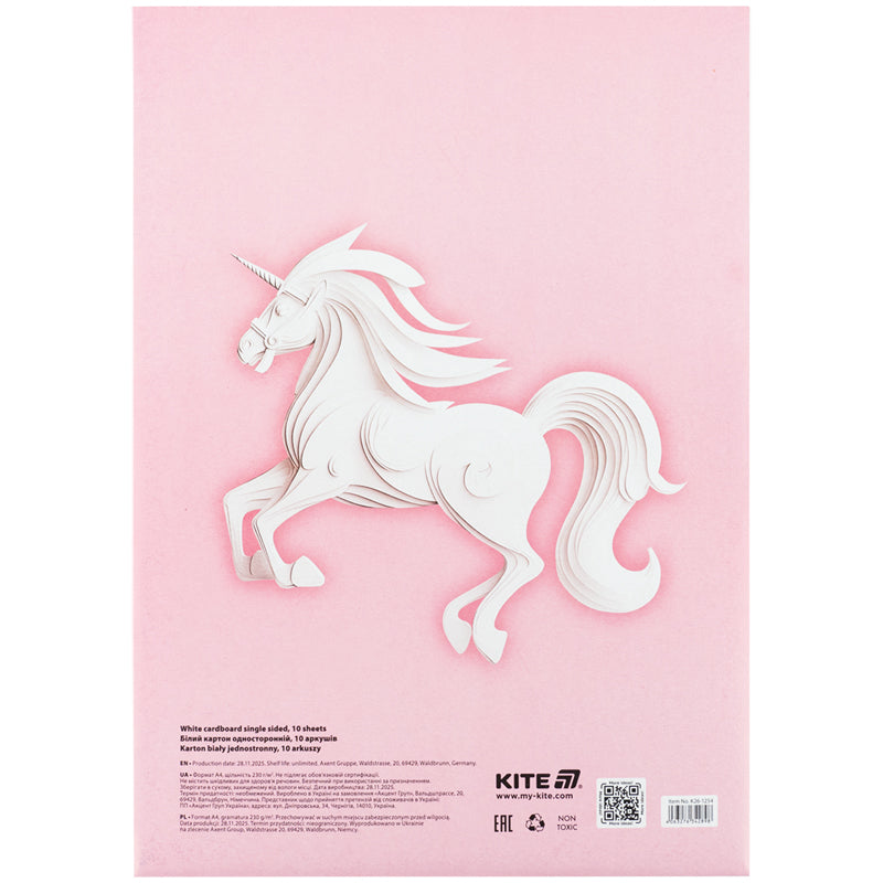 Cardboard white Kite K26-1254, А4, 10 sheets