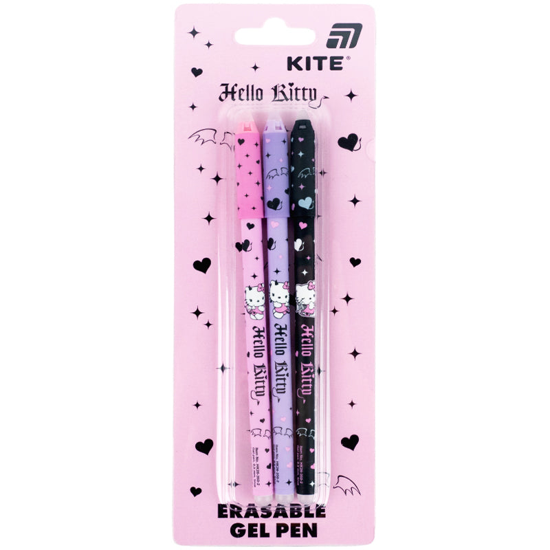 Ручка гелева "пиши-стирай" Kite Hello Kitty HK26-350-2/3BL, набір 3шт, синя