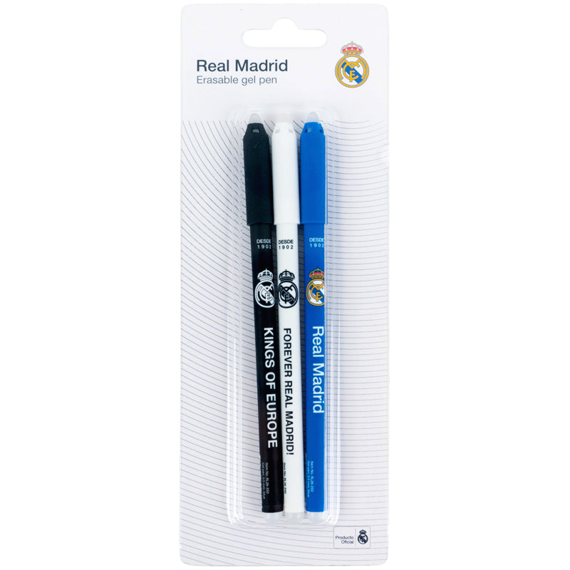 Ручка гелева "пиши-стирай" Kite Real Madrid RL26-350/3BL, набір 3шт, синя