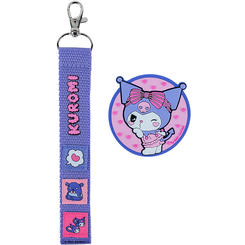 Set of velcro badge and keychain Kite Kuromi HK24-3010-1, 2 pcs.