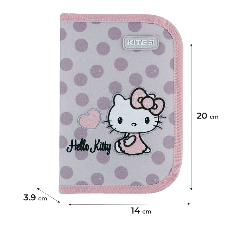 Pencil case without stationery Kite Hello Kitty HK24-622, 1 compartment, 2 folds