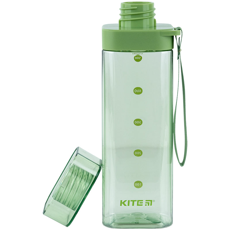Пляшечка для води квадратна Kite K24-1209-2, 550 мл, зелена